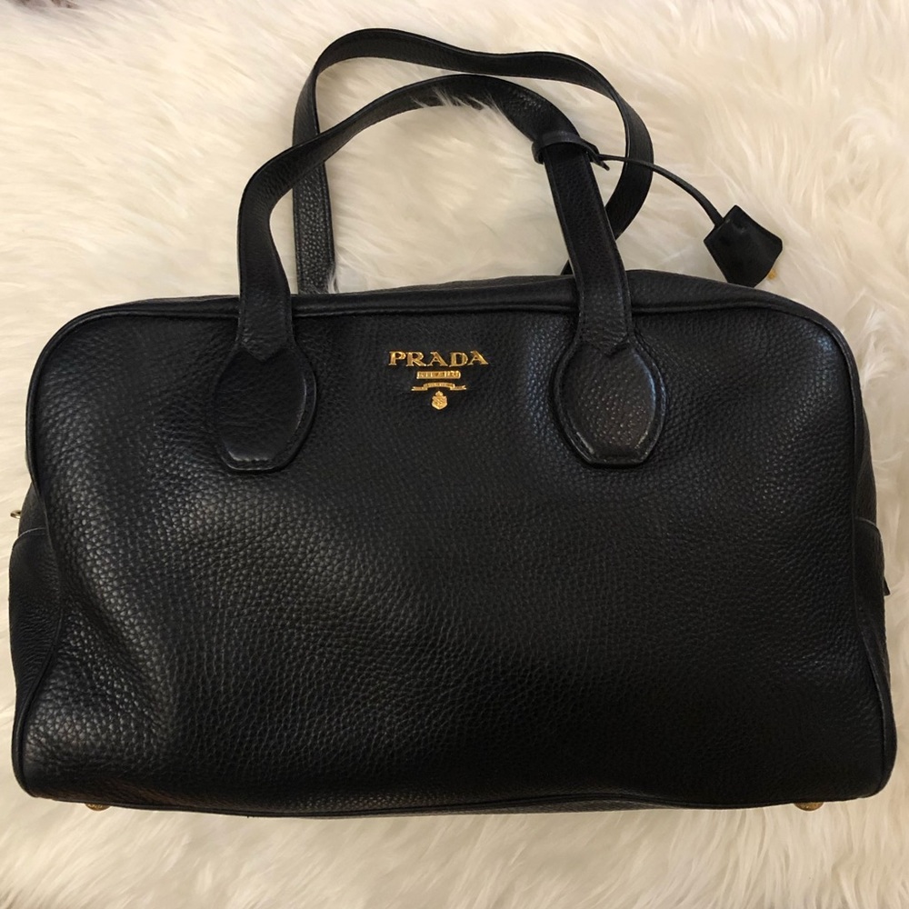 PRADA Blk Leather Bauletto Bag Pre-Loved Gorgeous
